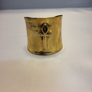 Gold Ankh Cuff Bracelet